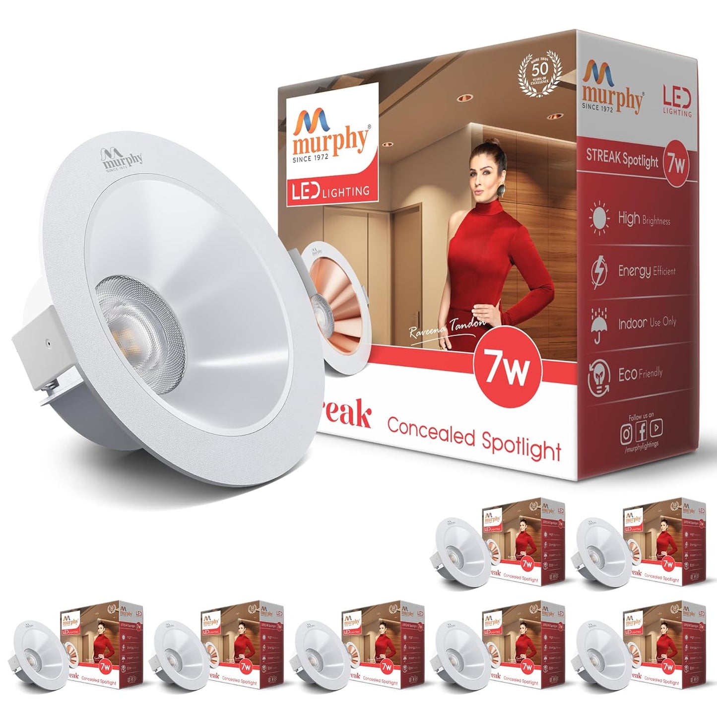 Murphy 7W Streak LED Down Light WH+White Finish Bulb Down Light