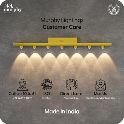 Murphy 7-Glow Goldray|LED Mirror/Vanity Light|- Luxurious Gold Finish|Warm White, 2-Year Warranty