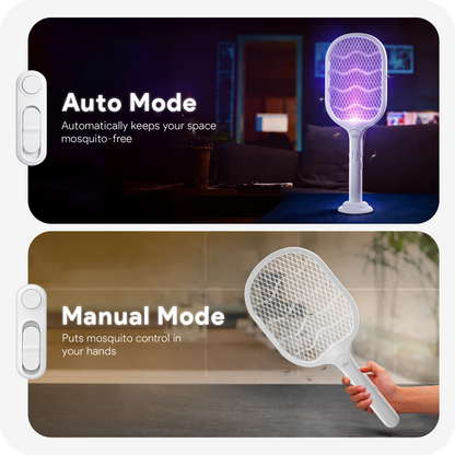 Murphy Smart UV Auto Kill Mosquito Racket with Stand | Type-C Fast Charging | 1200mAh Rechargeable Battery | Auto & Manual Mode | 3-Layer Safety Mesh | Instant Kill | 6 Months Warranty