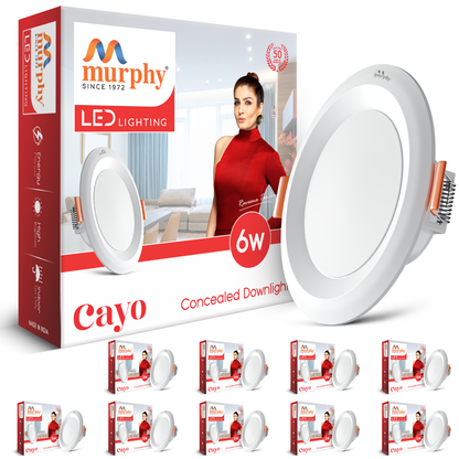 Murphy Cayo 6W LED Downlight for Ceiling Round Light | Inbuilt Driver | Suited for 3 inch Junction Box | 600 Lumens | BIS Approved | 2 Year Warranty