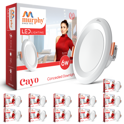 Murphy Cayo 6W LED Downlight for Ceiling Round Light | Inbuilt Driver | Suited for 3 inch Junction Box | 600 Lumens | BIS Approved | 2 Year Warranty