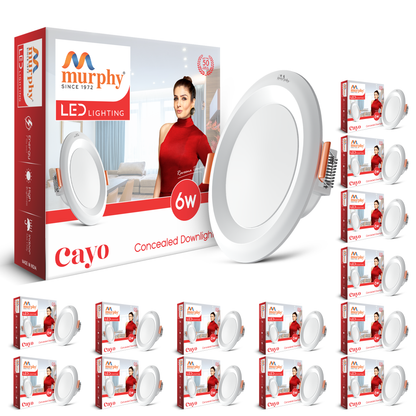 Murphy Cayo 6W LED Downlight for Ceiling Round Light | Inbuilt Driver | Suited for 3 inch Junction Box | 600 Lumens | BIS Approved | 2 Year Warranty