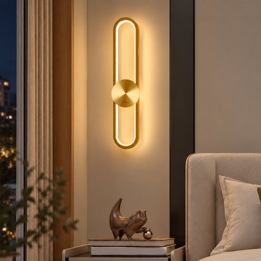 Murphy LoopLite 3-in-1 LED Wall Lamp – Golden Finish, Premium Aluminium, Matte Luxe Design, Adjustable Warm/Neutral/Cool Light, Modern Ambient Lighting