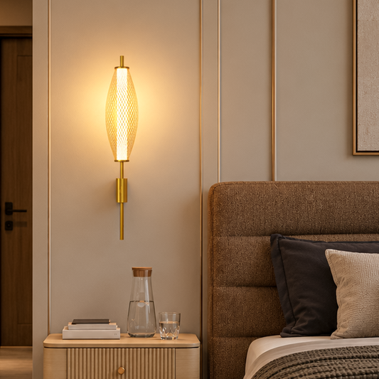 Murphy Glint Mesh 12W Wall Light |Aluminium Body |Golden Finish | 3-in-1 Color Changing LED (Cool White/Warm White/Natural White)