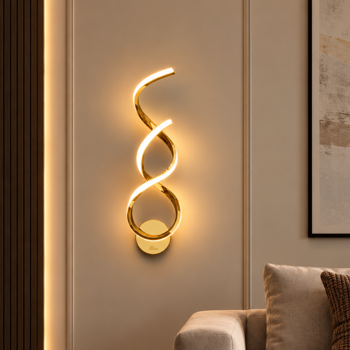 Murphy Twistra LED Wall Lamp – French Gold 3 Color Light