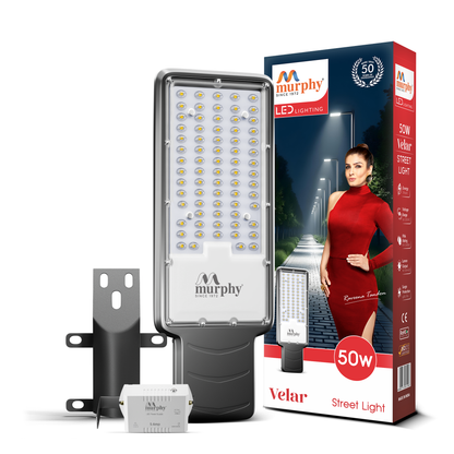 Murphy Velar 50W LED Street Light with Auto On/Off Day Night Sensor | Aluminium Body | IP66 Waterproof | 5000 Lumens | 6500K Cool White | | BIS Certified | 2-Year Warranty