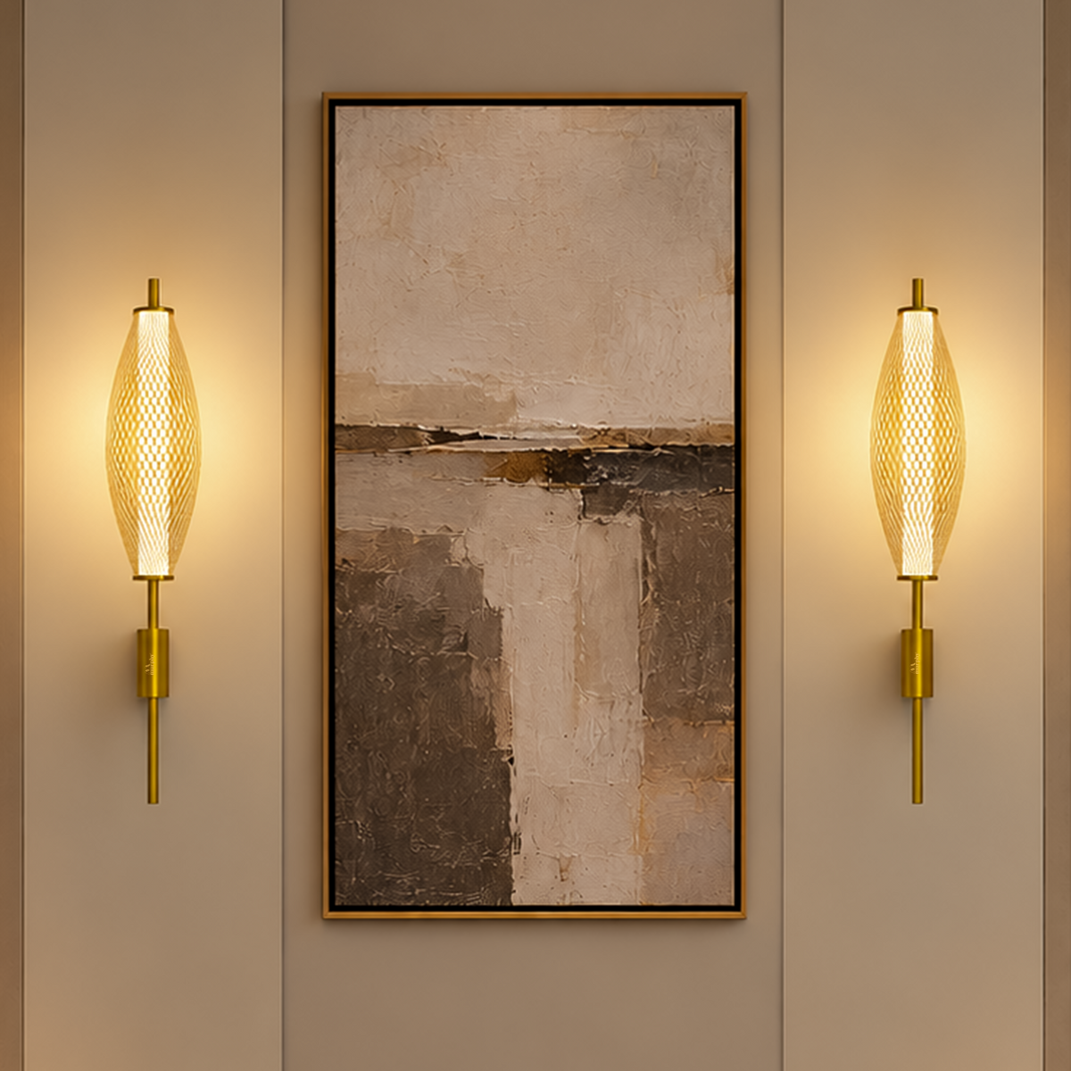 Murphy 12W Glint Mesh Wall Lamp | Golden Finish LED 3-in-1 Light