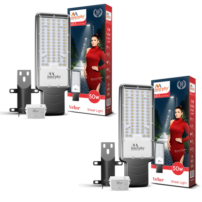 Murphy Velar 50W LED Street Light with Auto On/Off Day Night Sensor | Aluminium Body | IP66 Waterproof | 5000 Lumens | 6500K Cool White | | BIS Certified | 2-Year Warranty