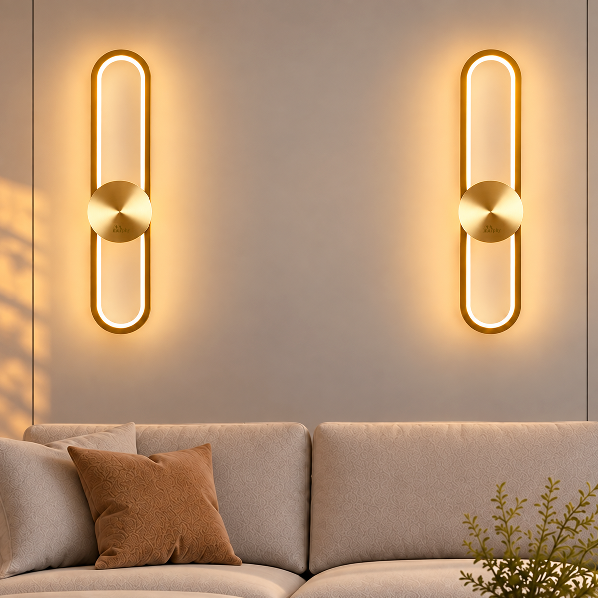 Murphy LoopLite 3-in-1 LED Wall Lamp – Golden Finish, Premium Aluminium, Matte Luxe Design, Adjustable Warm/Neutral/Cool Light, Modern Ambient Lighting