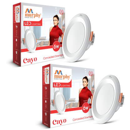 Murphy Cayo 6W LED Downlight for Ceiling Round Light | Inbuilt Driver | Suited for 3 inch Junction Box | 600 Lumens | BIS Approved | 2 Year Warranty