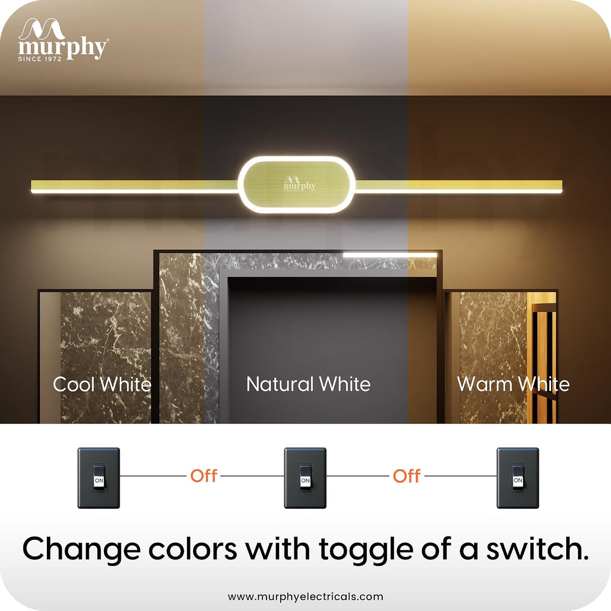 Murphy Twins Full Brass 16W+2W 3-in-1 LED Mirror Light – Dual Glow