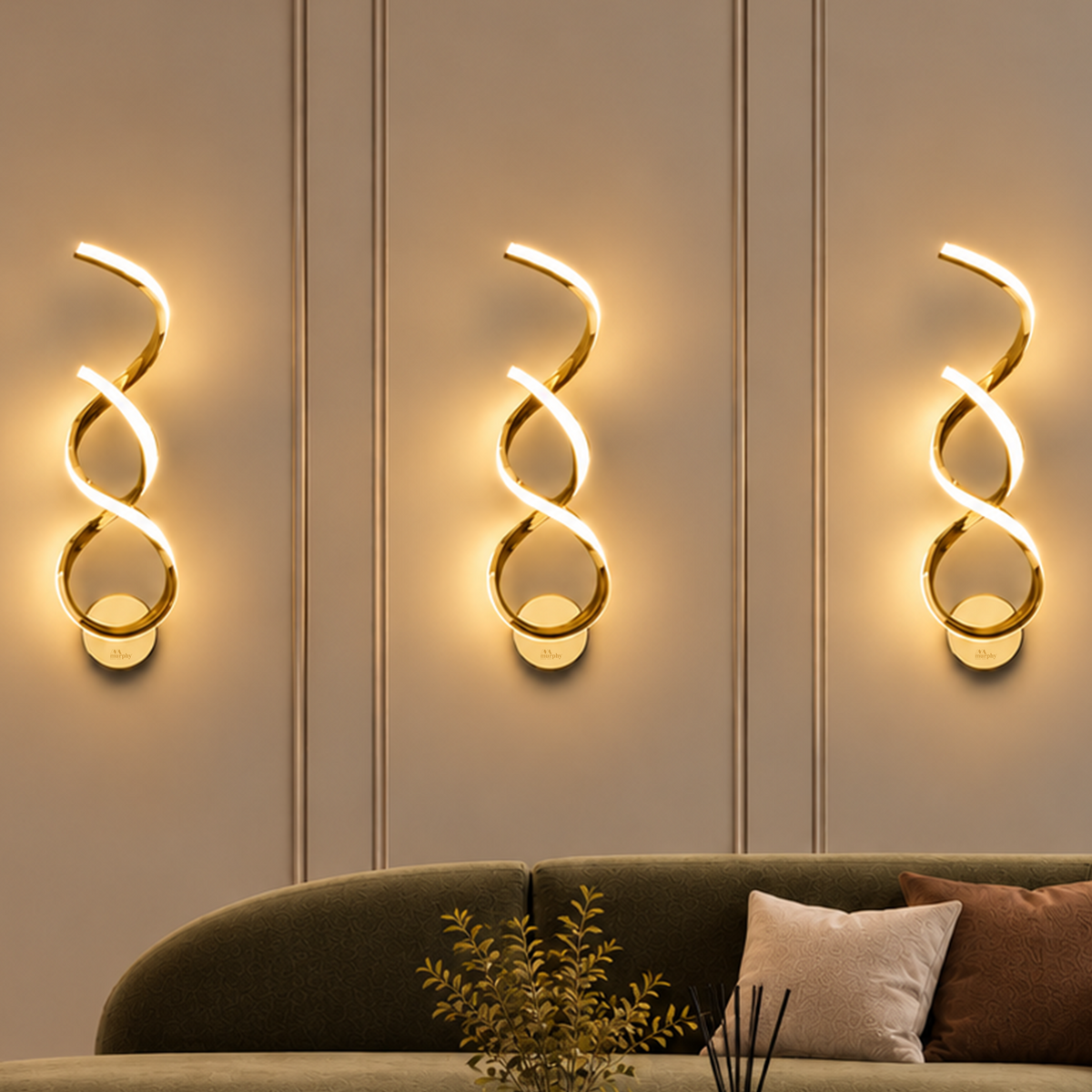 Murphy Twistra LED Wall Lamp – French Gold 3 Color Light