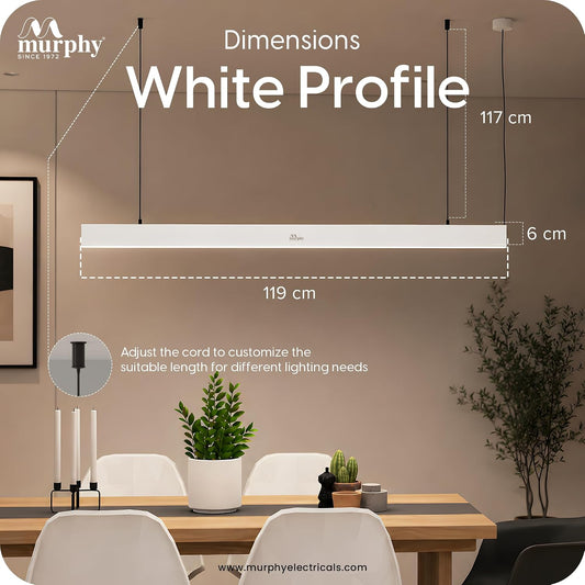 Murphy 45W 4 Feet Linear LED Hanging Profile Light - Warm White