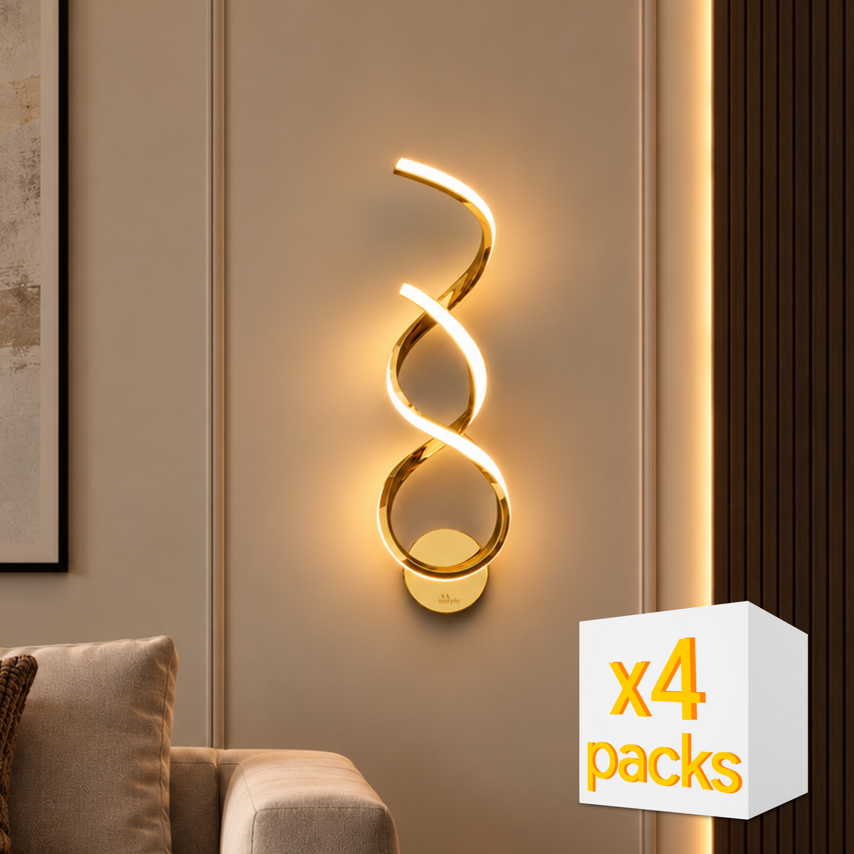 Murphy Twistra LED Wall Lamp – French Gold 3 Color Light