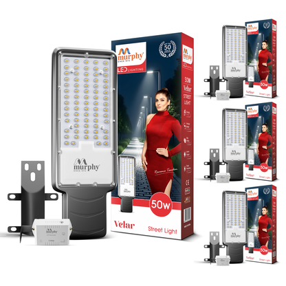 Murphy Velar 50W LED Street Light with Auto On/Off Day Night Sensor | Aluminium Body | IP66 Waterproof | 5000 Lumens | 6500K Cool White | | BIS Certified | 2-Year Warranty