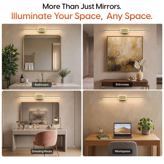 Murphy Twins Full Brass 16W+2W 3-in-1 LED Mirror Light – Dual Glow