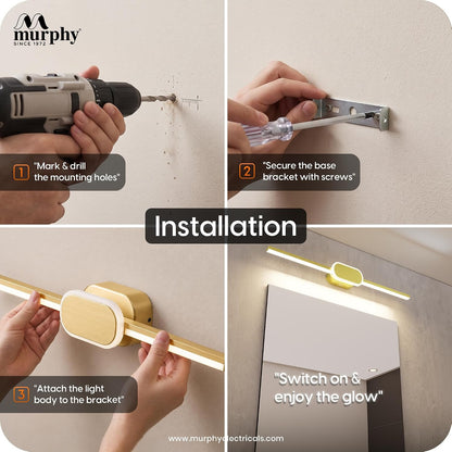 Murphy Twins Full Brass 16W+2W 3-in-1 LED Mirror Light – Dual Glow