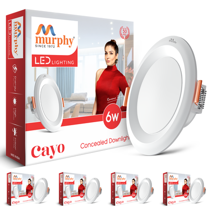 Murphy Cayo 6W LED Downlight for Ceiling Round Light | Inbuilt Driver | Suited for 3 inch Junction Box | 600 Lumens | BIS Approved | 2 Year Warranty