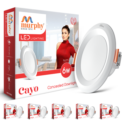 Murphy Cayo 6W LED Downlight for Ceiling Round Light | Inbuilt Driver | Suited for 3 inch Junction Box | 600 Lumens | BIS Approved | 2 Year Warranty
