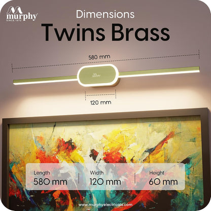 Murphy Twins Full Brass 16W+2W 3-in-1 LED Mirror Light – Dual Glow