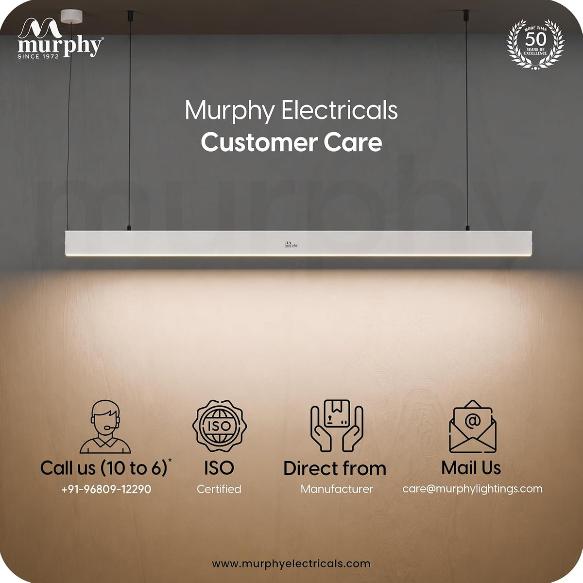 Murphy 45W 4 Feet Linear LED Hanging Profile Light - Warm White