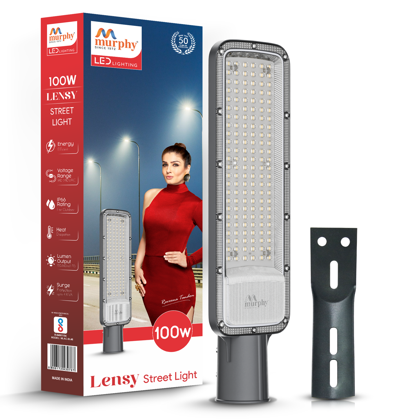 Murphy Lensy 100W LED Street Light | 10000 Lumens | BIS Approved | | Aluminium Body | IP66 Waterproof | 6500K Cool White | 4kV Surge Protection | BIS Approved