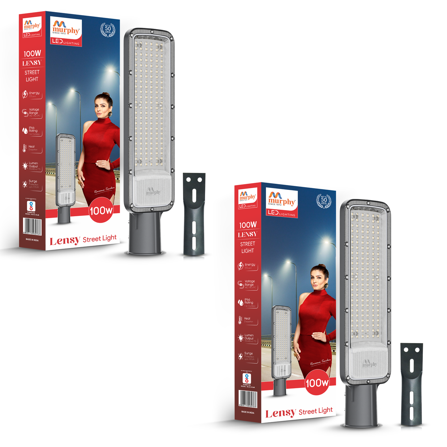 Murphy Lensy 100W LED Street Light | 10000 Lumens | BIS Approved | | Aluminium Body | IP66 Waterproof | 6500K Cool White | 4kV Surge Protection | BIS Approved