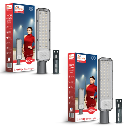 Murphy Lensy 100W LED Street Light | 10000 Lumens | BIS Approved | | Aluminium Body | IP66 Waterproof | 6500K Cool White | 4kV Surge Protection | BIS Approved
