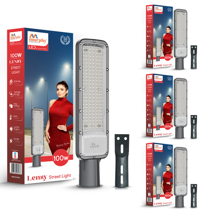Murphy Lensy 100W LED Street Light | 10000 Lumens | BIS Approved | | Aluminium Body | IP66 Waterproof | 6500K Cool White | 4kV Surge Protection | BIS Approved