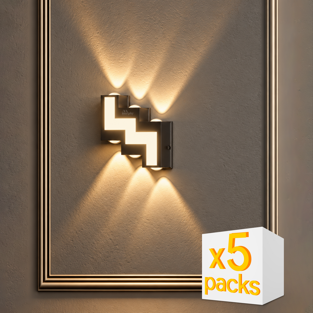 Murphy 12W 6-Way LED Step Up & Down Aluminium Wall Light