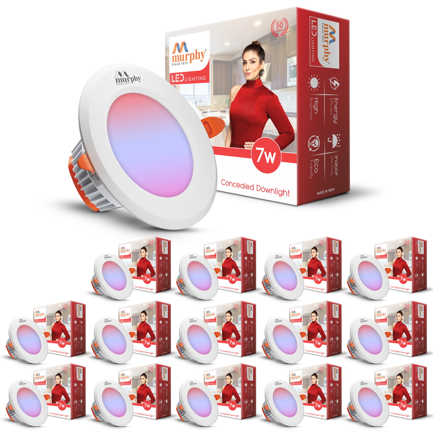 Murphy 7W Vivo LED 3-IN-1 Color Changing Down Light : Red+Blue+Pink