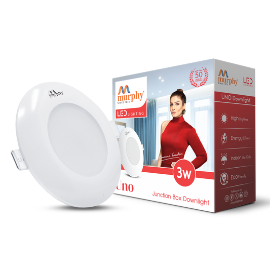 Murphy LED Uno 3W Round Deep Junction Box Light for False Ceiling | Cool White Mini Downlight | Anti-Glare Diffuser | Surge Protection | 45mm Cutout | 2 Years Warranty |Pack of 1