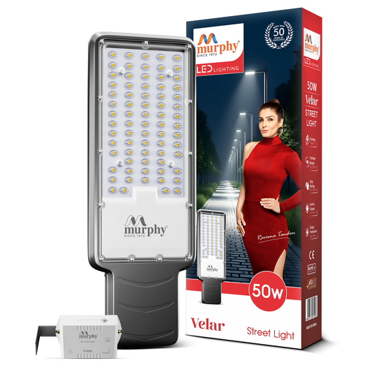 Murphy Velar 50W LED Street Light with Auto On/Off Day Night Sensor | Aluminium Body | IP66 Waterproof | 5000 Lumens | 6500K Cool White | | BIS Certified | 2-Year Warranty