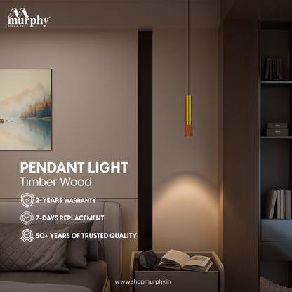 Murphy Timber Wood 12W Hanging Pendant Light