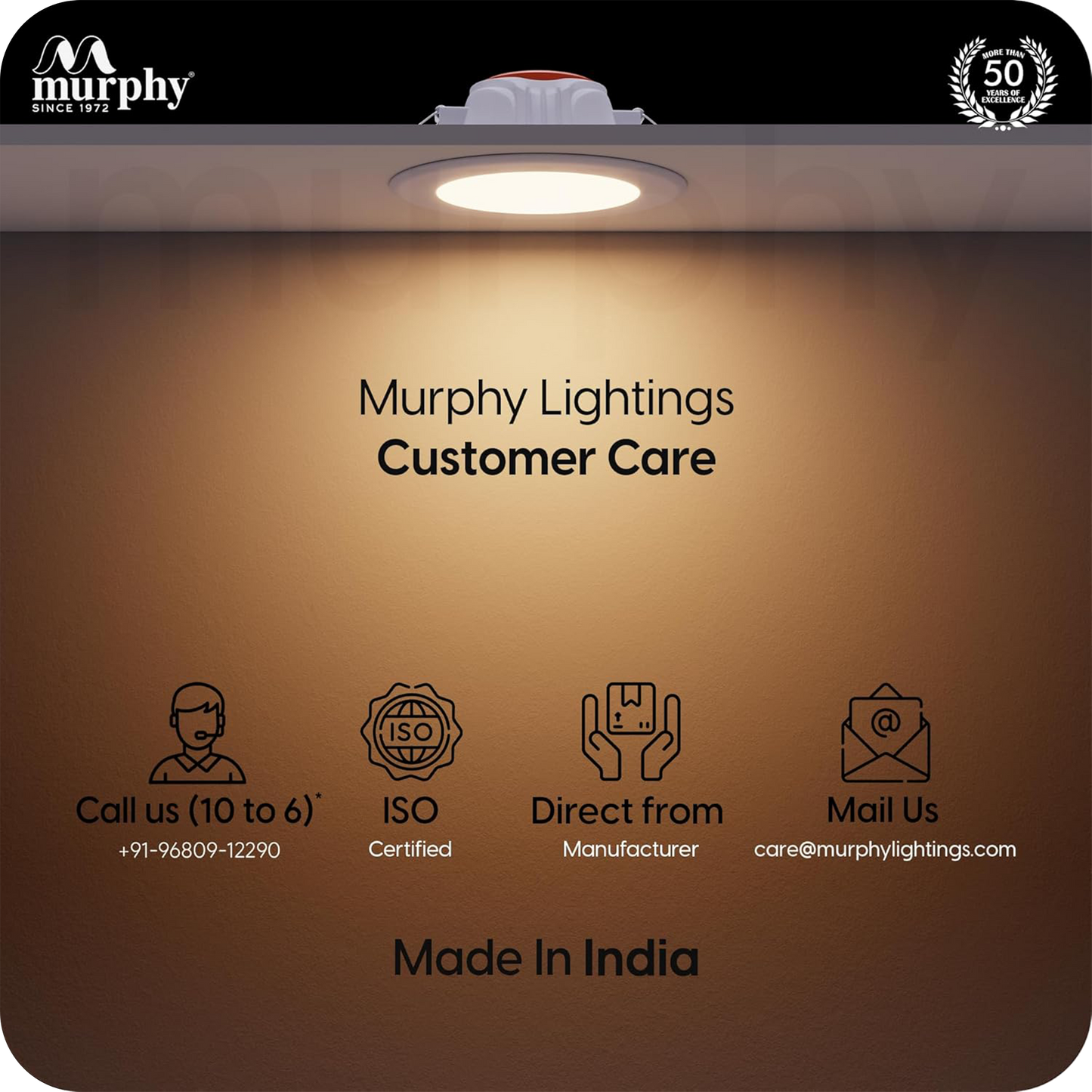 Murphy Crest Premium 7W 3-in-1 LED Concealed Down Light |Cool White, Natural White & Warm White | Switch Controlled Color Changing | Modern False Ceiling Lighting