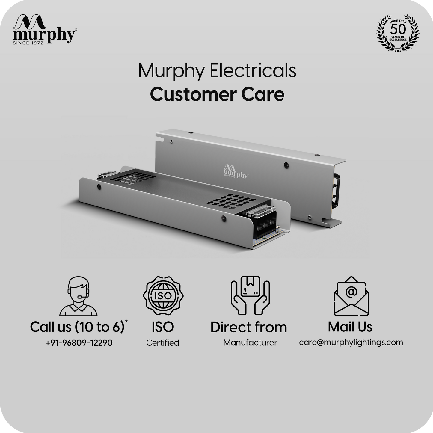 Murphy 10A 12V DC LED Driver (SMPS) | Constant Voltage Power Supply for Indoor LED Strip Lights | Aluminium Body | BIS Approved |  (1-Year Warranty)
