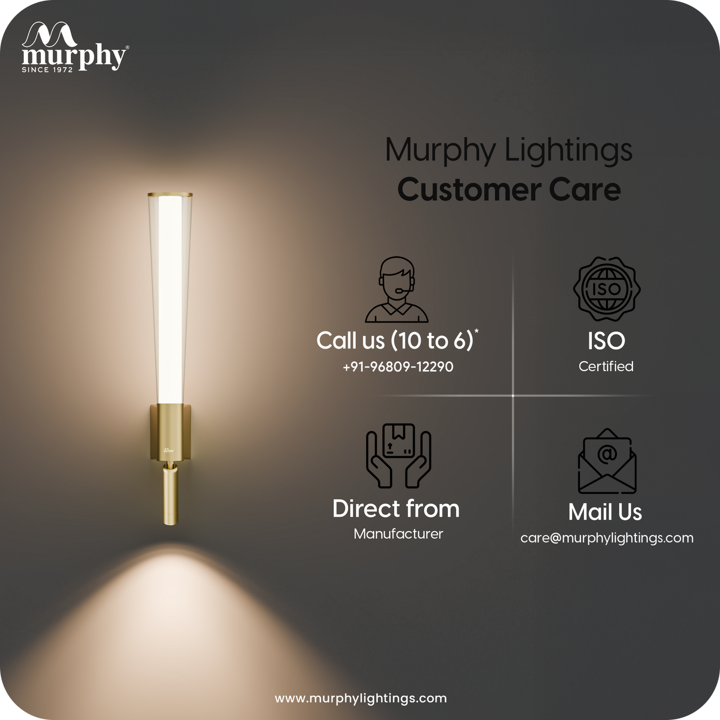 Murphy DualGlow 15W (10W+5W) Wall Light | 3 Color | Gold Finish | With Adjustable Reading Spotlight