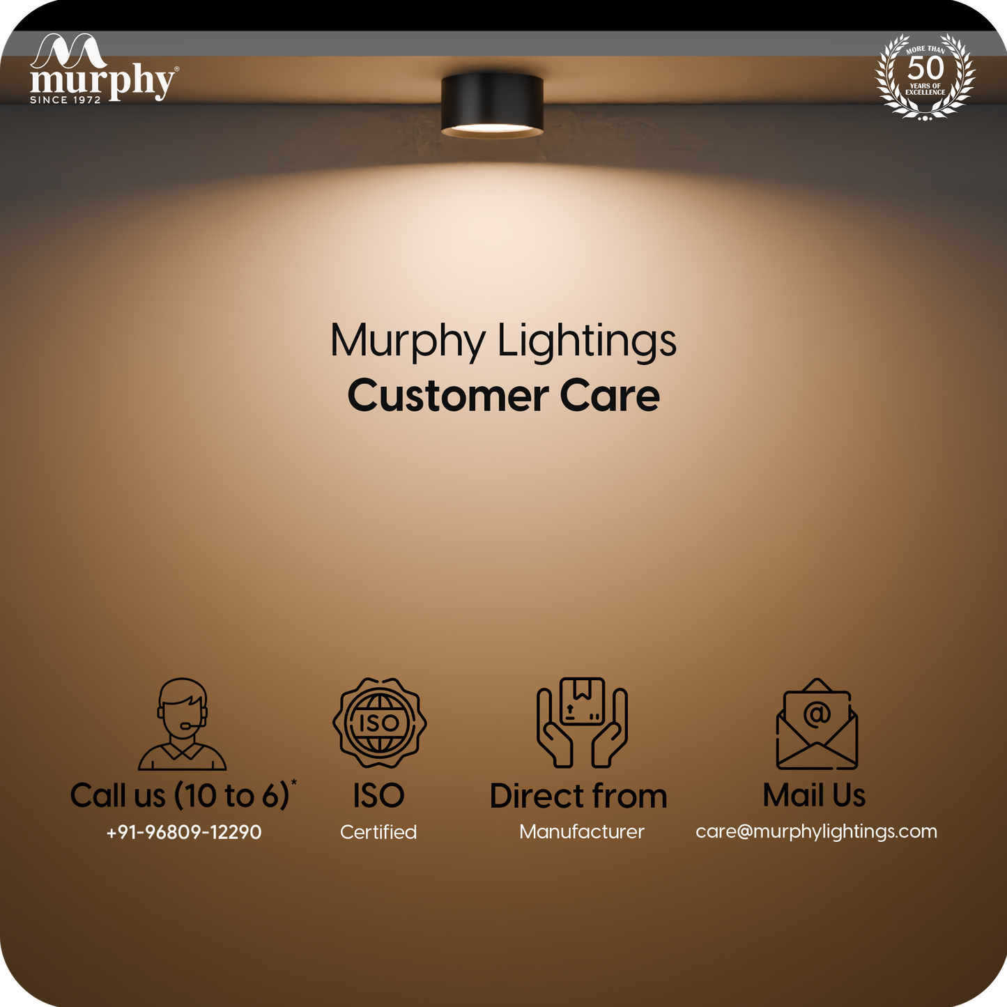 Murphy 3W LED Disc Surface Light Black Finish Aluminium Body | BIS Approved