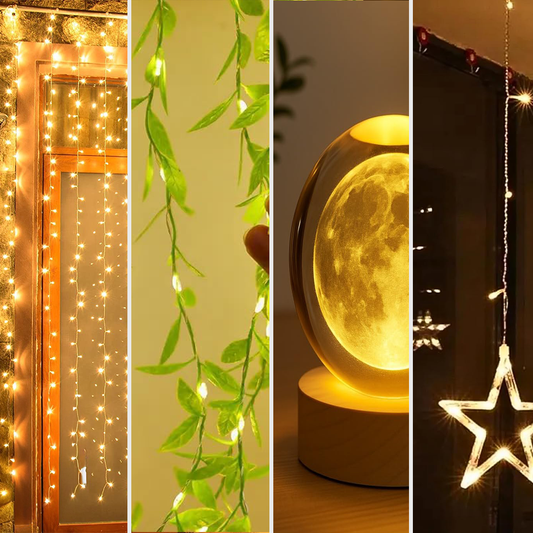 🎁 10MTR USB STRING LIGHT +READING LAMP +CRYSTAL BALL LAMP+12 STAR CURTAIN LIGHT