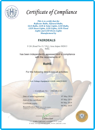 Certificate for RoHS Compliant