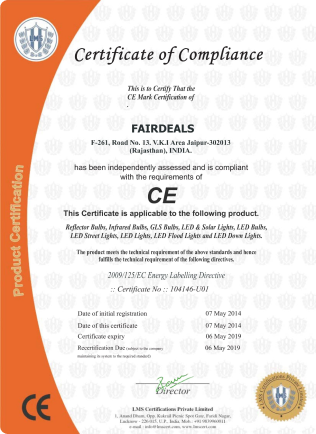 Certificate for being CE Compliant