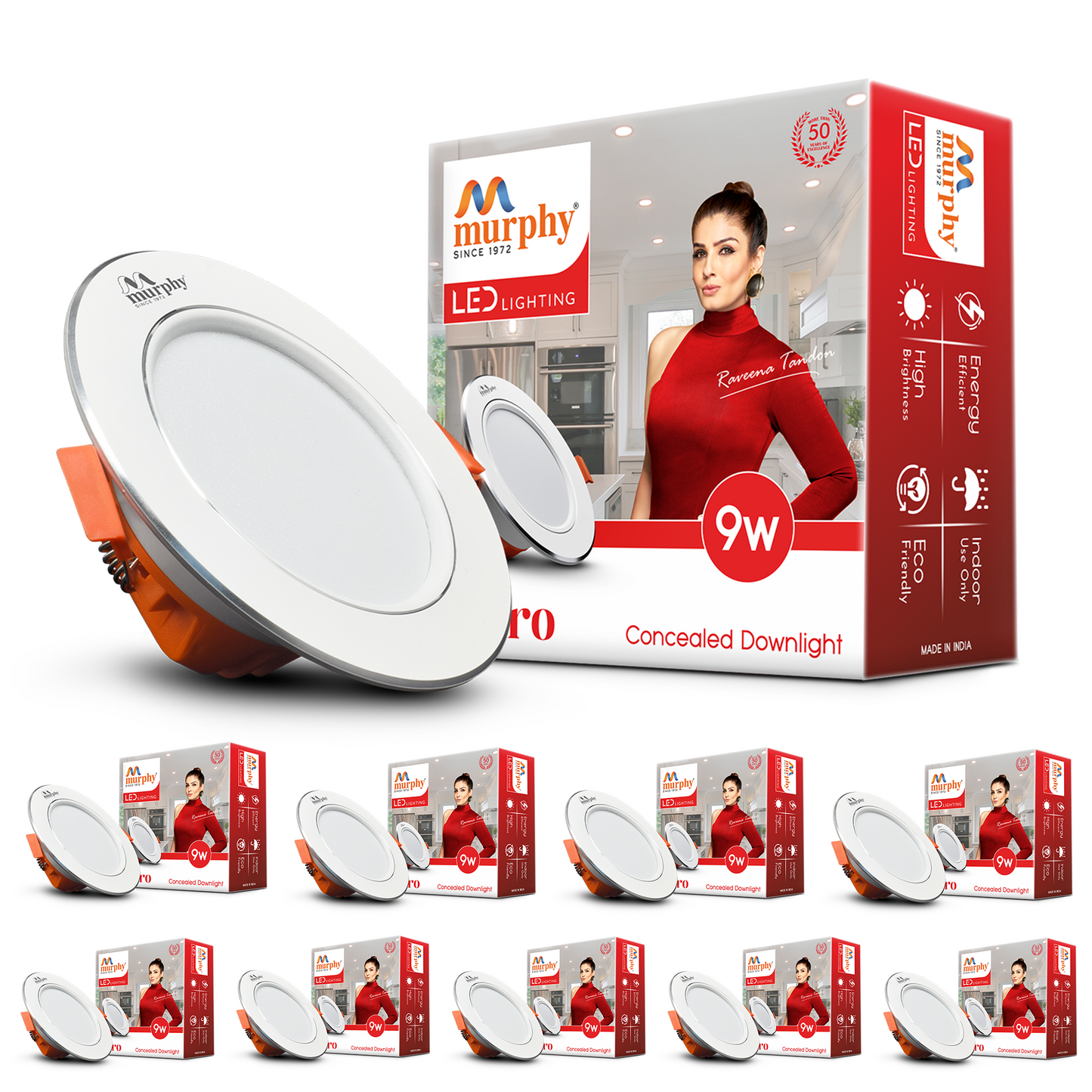 Murphy Claro 9W Concealed LED Downlight Aluminium Finish | Eye-Caring & Long-Lasting Brightness | 2 Years Warranty | Suited for 3 Inch Junction Box