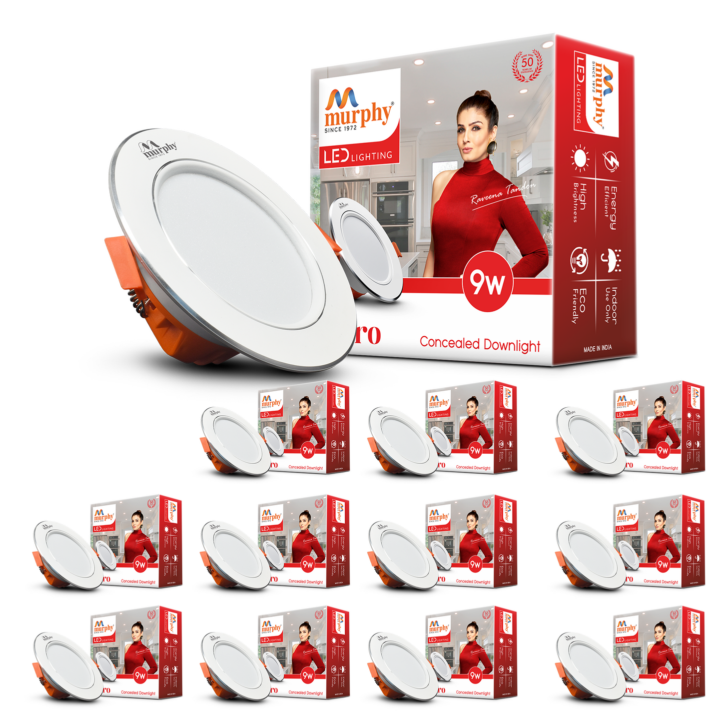 Murphy Claro 9W Concealed LED Downlight Aluminium Finish | Eye-Caring & Long-Lasting Brightness | 2 Years Warranty | Suited for 3 Inch Junction Box