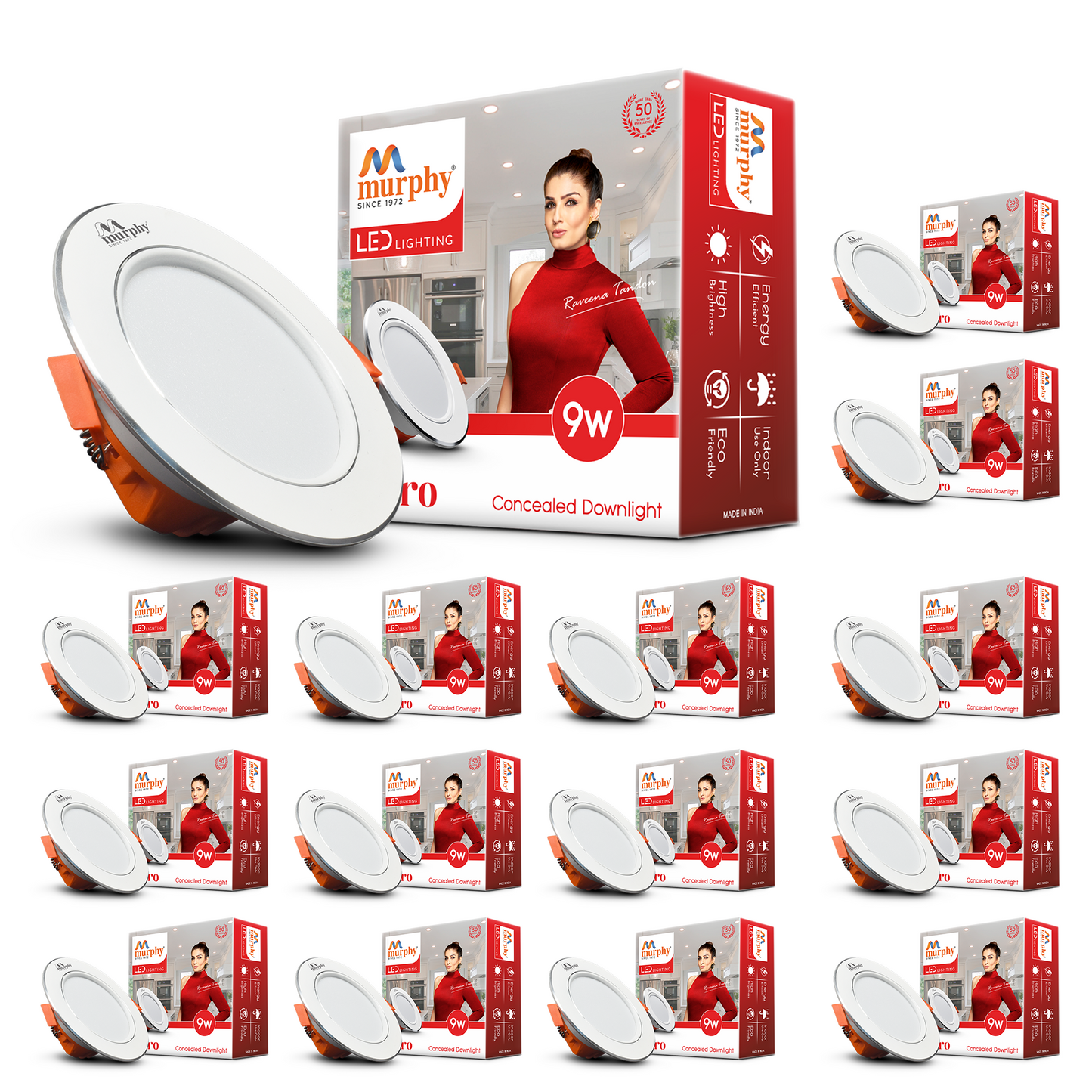Murphy Claro 9W Concealed LED Downlight Aluminium Finish | Eye-Caring & Long-Lasting Brightness | 2 Years Warranty | Suited for 3 Inch Junction Box