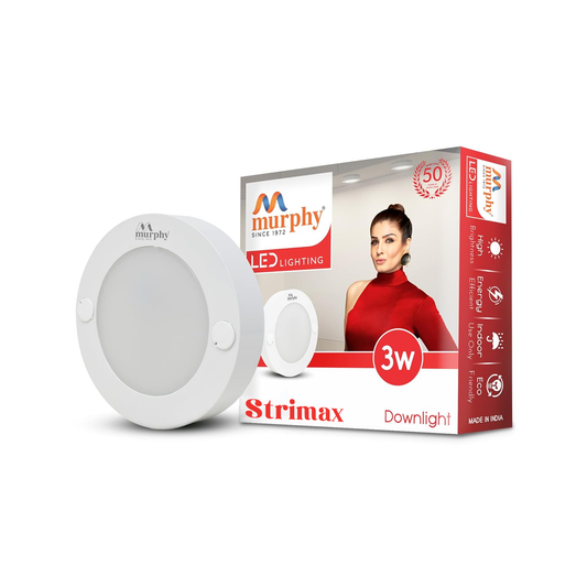 Murphy STRIMAX 3W Surface LED Downlight | Slim Round Cabinet Light | Cool White| Energy Efficient | Long Lifespan| 2 Years Warranty