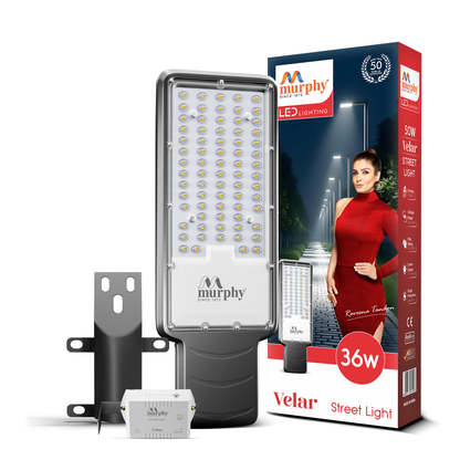 Murphy Velar 36W LED Street Light with Auto On/Off Day Night Sensor | Aluminium Body | IP66 Waterproof | 3600 Lumens | 6500K Cool White | | BIS Certified | 2-Year Warranty