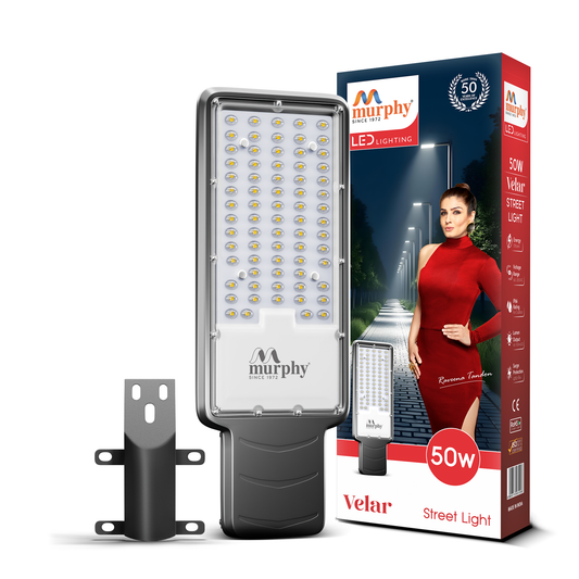 Murphy Velar 50W LED Street Light | Aluminium Body | IP66 Waterproof | 5000 Lumens | 6500K Cool White | BIS Certified | Energy Efficient Outdoor Light | 2-Year Warranty