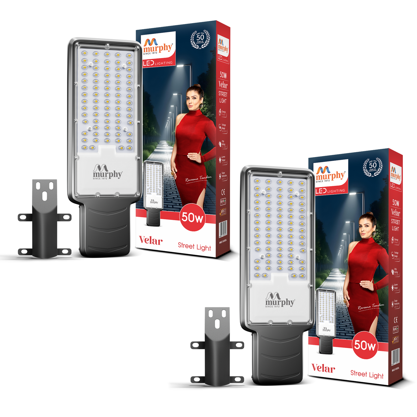 Murphy Velar 50W LED Street Light | Aluminium Body | IP66 Waterproof | 5000 Lumens | 6500K Cool White | BIS Certified | Energy Efficient Outdoor Light | 2-Year Warranty