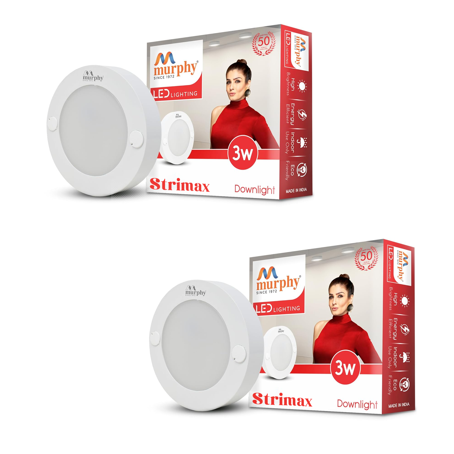 Murphy STRIMAX 3W Surface LED Downlight | Slim Round Cabinet Light | Cool White| Energy Efficient | Long Lifespan| 2 Years Warranty