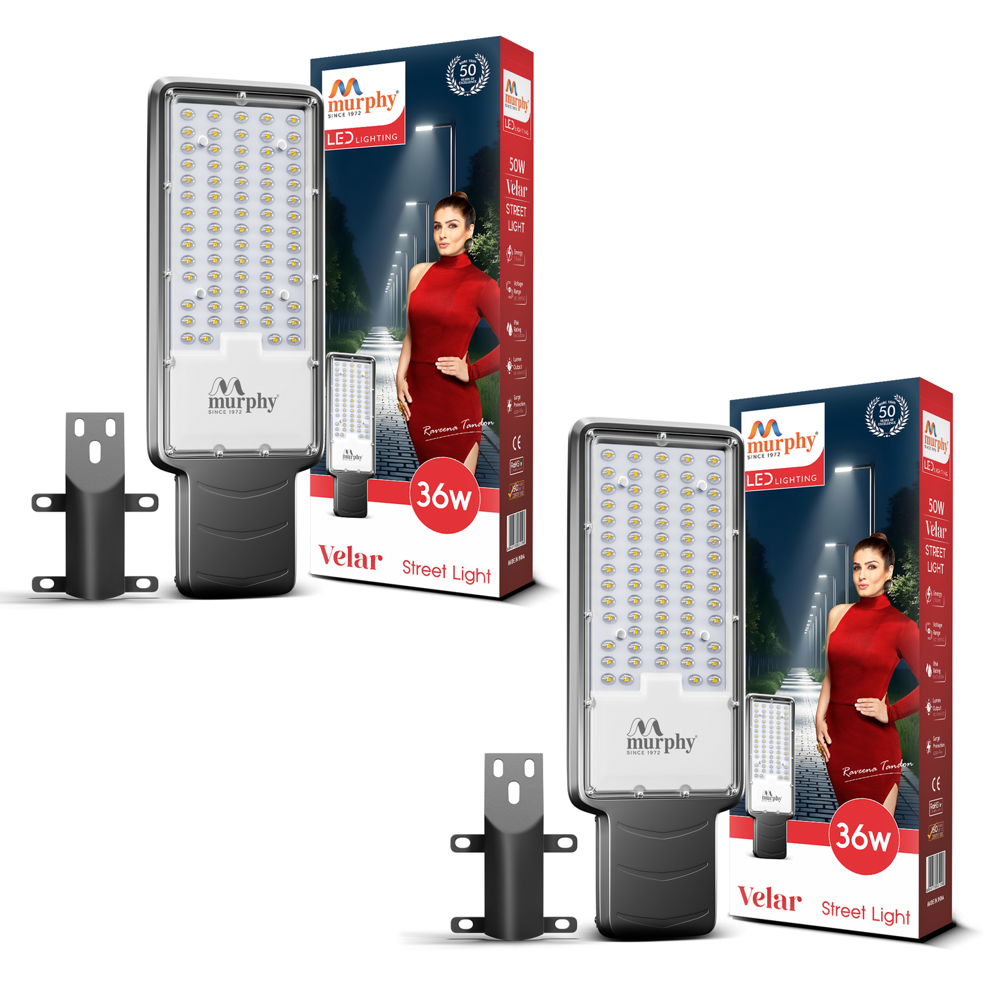 Murphy Velar 36W LED Street Light | Aluminium Body | IP66 Waterproof | 3600 Lumens | 6500K Cool White | BIS Certified | Energy Efficient Outdoor Light | 2-Year Warranty